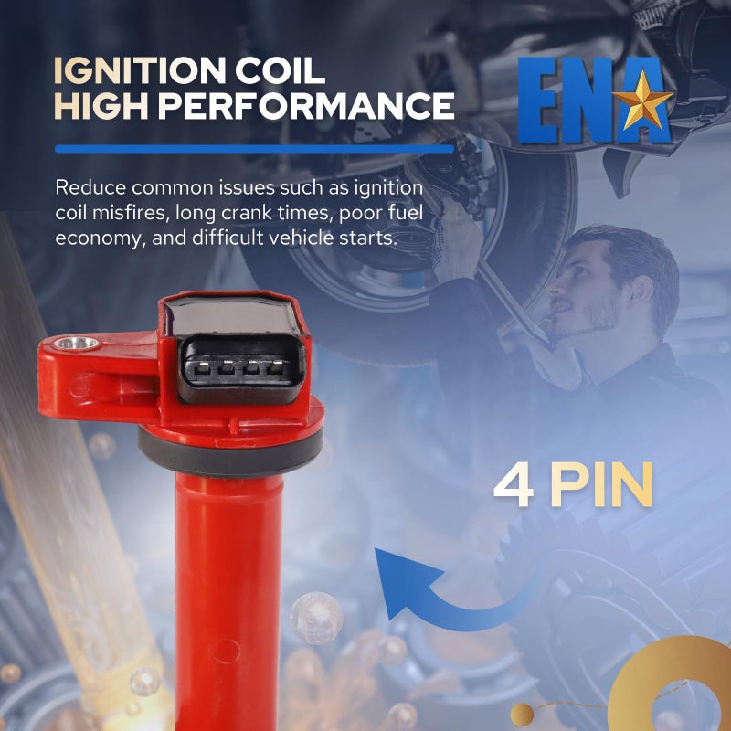 ENA Red 8 Ignition Coil V8 4.3 4.7 2000 2001 2002 2003 2004 205 2006 2007 2008 2009 Compatible with Toyota Lexus Tundra Sequoia Land Cruiser 4Runner LX470 GX470 GS430 LS430 SC430 Coils for UF230 UF493 - Image 4